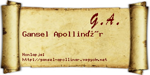 Gansel Apollinár névjegykártya